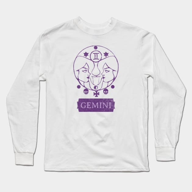 Gemini Zodiac Sign Long Sleeve T-Shirt by Houseofwinning